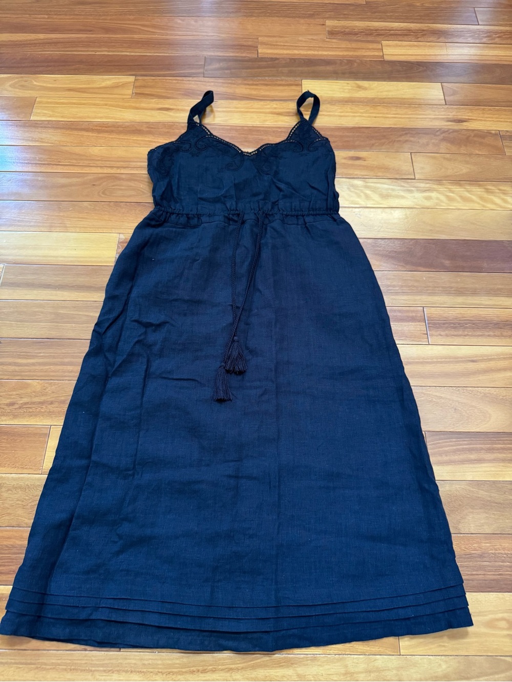 J. Crew Black Maxi Sundress with Tie-Waist